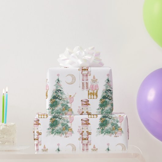 Kerst Notenkraker roze winter wonderland Cadeaupapier (Feestgeschenken)