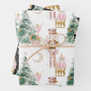 Kerst Notenkraker roze winter wonderland Inpakpapier Vel