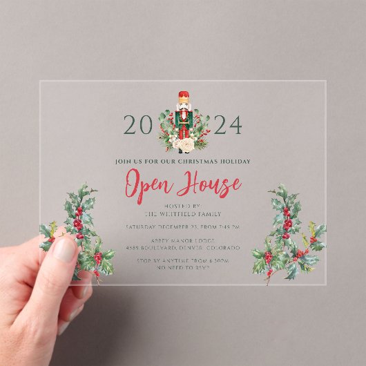 Kerst Notenkraker Script Open Huis Acryl Uitnodigingen (Insitu (Draagbaar))