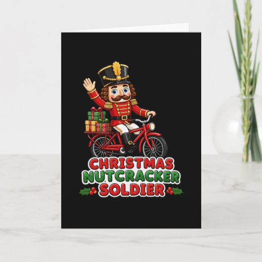 Kerst Notenkraker Soldaat op Fiets Kaart (Voorkant)