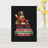 Kerst Notenkraker Soldaat op Fiets Kaart (Gele Bloem)