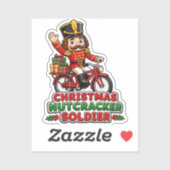 Kerst Notenkraker Soldaat op Fiets Sticker (Vel)