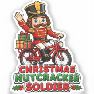 Kerst Notenkraker Soldaat op Fiets Sticker