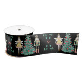 Kerst Notenkraker Soldaten & Feeën op Zwart Satijnen Lint (Spoel)