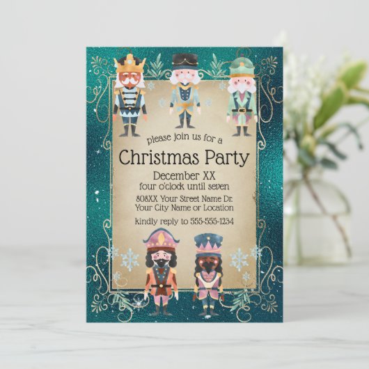 Kerst Notenkraker Speelgoed Soldaten op glanzend g Kaart (Staand voorkant)