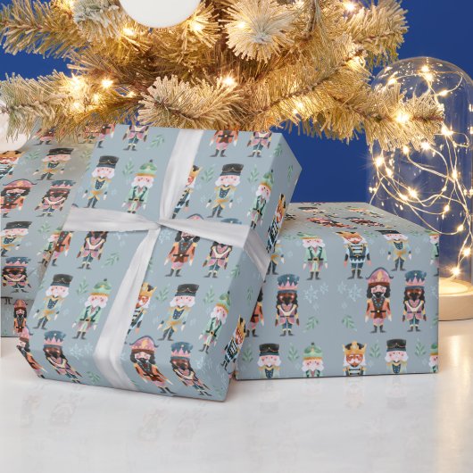 Kerst Notenkraker Speelgoed Soldiers Soft Blue Cadeaupapier (Feestdagen)