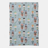 Kerst Notenkraker Speelgoed Soldiers Soft Blue Theedoek (Verticaal)