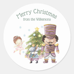 Kerst Notenkraker Sugar Plum Fairy & Mouse King Ronde Sticker