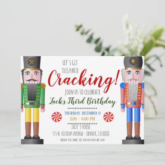 kerst notenkraker uitnodiging (Staand voorkant)