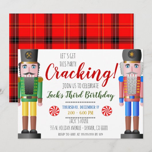 kerst notenkraker uitnodiging (Voorkant / Achterkant)