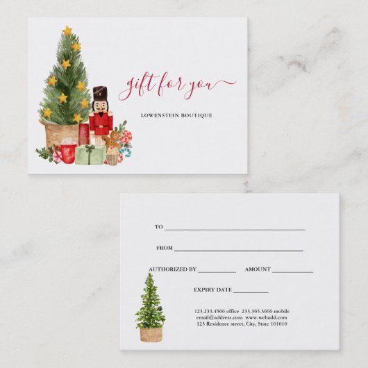 Kerst Notenkraker Vakantie Cadeaubon Kortingskaartje (Voorkant / Achterkant)