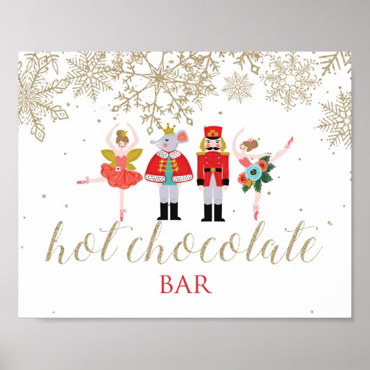 Kerst Notenkraker Warme Chocolade Bar Gouden Poste Poster (Voorkant)