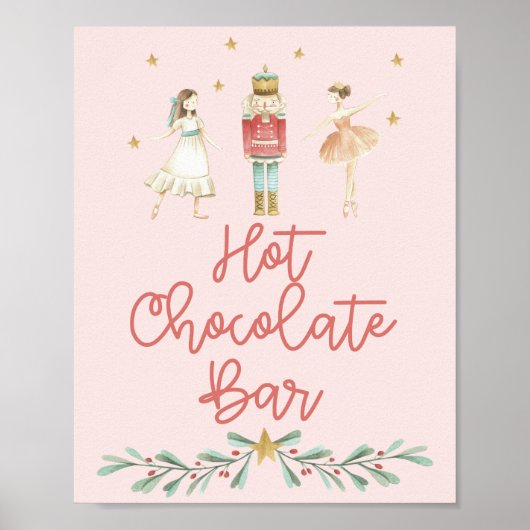 Kerst Notenkraker Warme Chocolade Bar Roze Poster (Voorkant)
