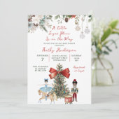 Kerst Notenkraker Winter Bloemen Baby Shower Kaart (Staand voorkant)