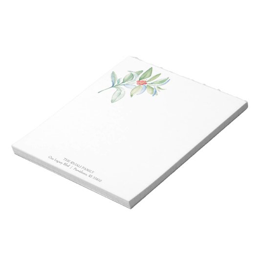 Kerst Notitieblokken Watercolor Rood & Groen Botan (Linkerzijde)