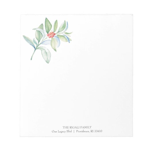 Kerst Notitieblokken Watercolor Rood & Groen Botan (Voorkant)