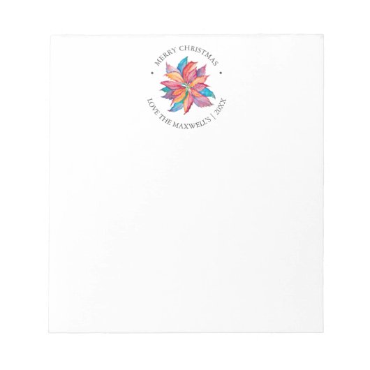 Kerst Notitieblokken Waterverf Poinsettia (Voorkant)