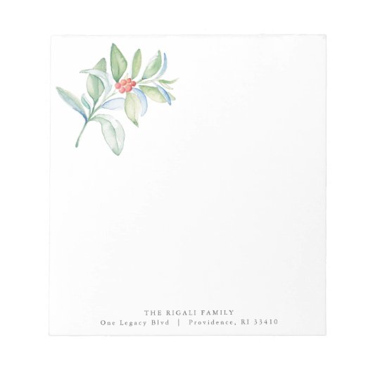 Kerst Notitieblokken Waterverf Rood & Groen Botani (Voorkant)