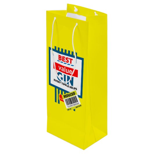 Kerst Novelty Gin Label Wijn Cadeautas (Achterkant Gekanteld)