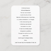 Kerst Novena Gebed Kaart Visitekaartje (Achterkant)