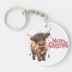 Kerst-nylon sleutelhanger met hooglandkoe