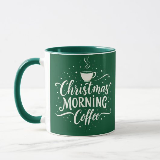 Kerst Ochtend Koffie Elegant Script Twee Tonen Mok (Links)