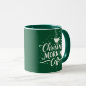 Kerst Ochtend Koffie Elegant Script Twee Tonen Mok (Voorkant rechts)