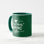 Kerst Ochtend Koffie Elegant Script Twee Tonen Mok (Voorkant links)