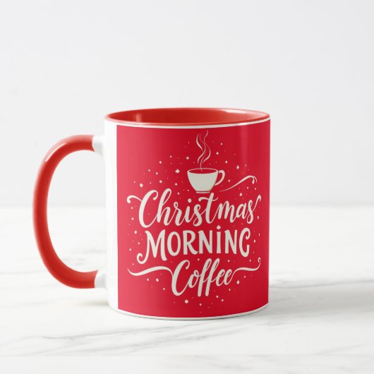 Kerst Ochtend Koffie Wit Elegant Script Mok (Links)