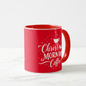 Kerst Ochtend Koffie Wit Elegant Script Mok (Voorkant rechts)