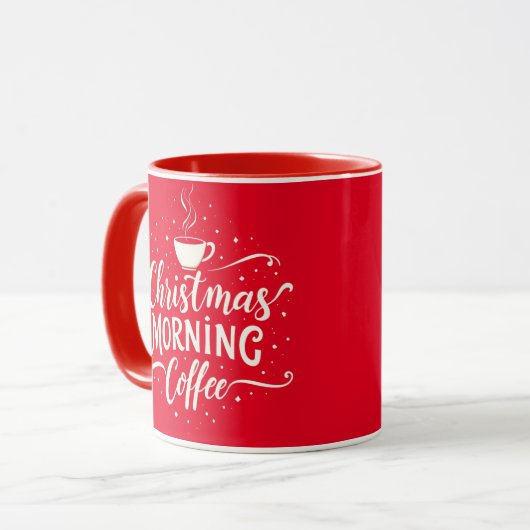Kerst Ochtend Koffie Wit Elegant Script Mok (Voorkant links)