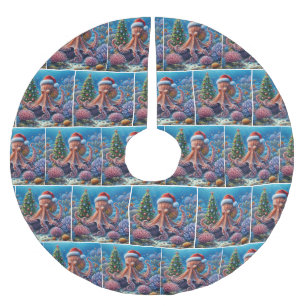 Kerst-octopus draagt een kerstmuts kerstboom rok