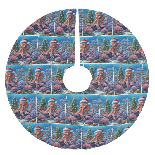 Kerst-octopus draagt een kerstmuts kerstboom rok (Voorkant)