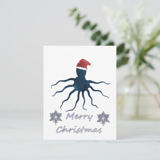 Kerst Octopus Feestdagenkaart (Staand voorkant)