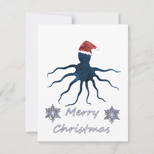 Kerst Octopus Feestdagenkaart (Voorkant)