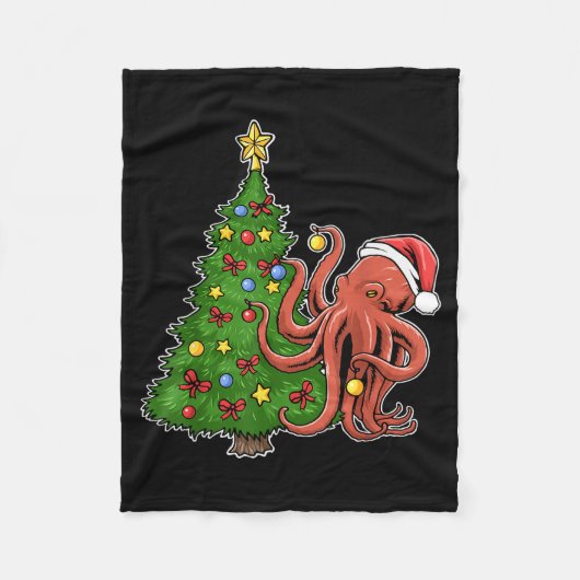 Kerst Octopus Fleece Deken (Voorkant)