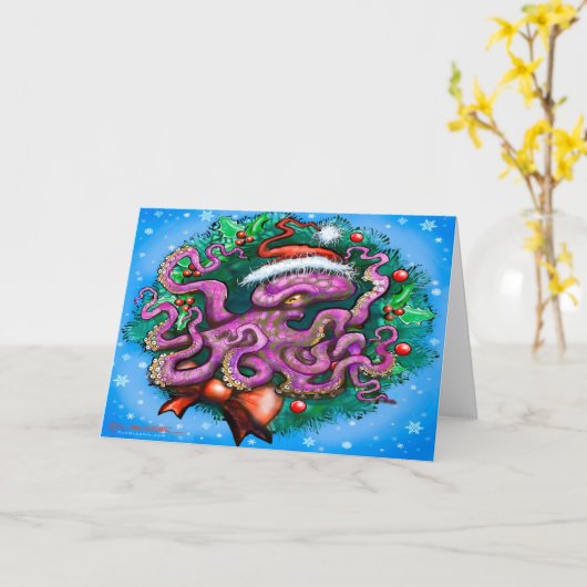 Kerst Octopus Kaart (Gele Bloem)
