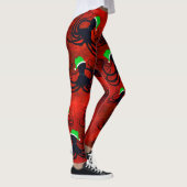 Kerst Octopus op rood - Leggings (Rechts)