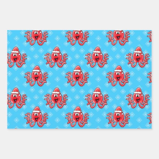 Kerst Octopus Pattern Wildlife Natuur Inpakpapier Vel (Voorkant)