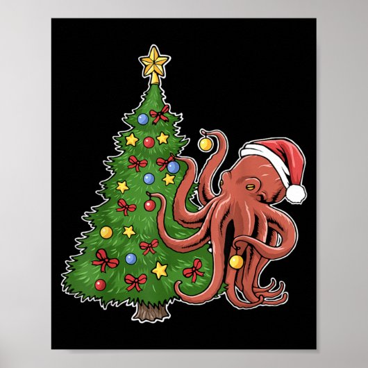 Kerst Octopus Poster (Voorkant)