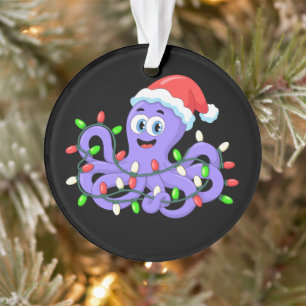 Kerst Octopus Sinterklaas Hoed Lichten Tentakels X Ornament
