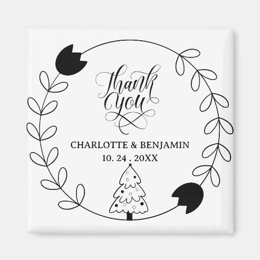 Kerst of vakantie bruiloft dank u magneet (Voorkant)