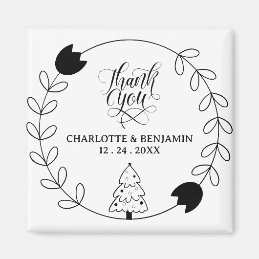 Kerst of vakantie bruiloft dank u magneet (Voorkant)