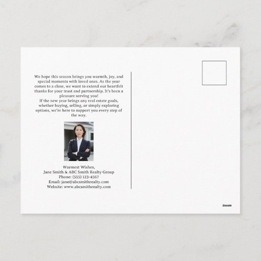 Kerst of vakantie onroerend goed vakantie Briefkaa Feestdagenkaart (Achterkant)