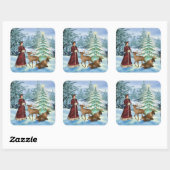 Kerst of Yule Victoriaans Winter Scene Stickers (Vel)