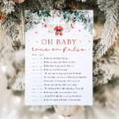 Kerst Oh Baby Waar of Vals Baby shower Spel Kaart