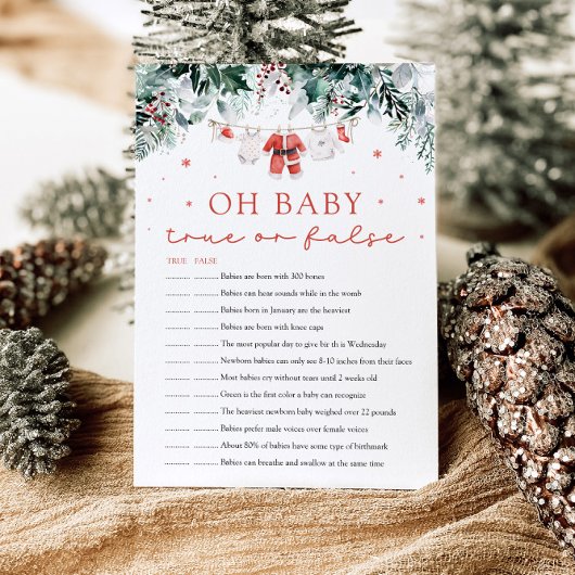 Kerst Oh Baby Waar of Vals Baby shower Spel Kaart