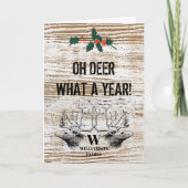 Kerst Oh Deer Wat een jaar kerstmonogram Feestdagen Kaart (Voorkant)