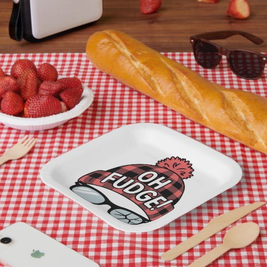 Kerst Oh Fudge Kerstvakantie Grappige Vakantie Papieren Bordje (Picknick)