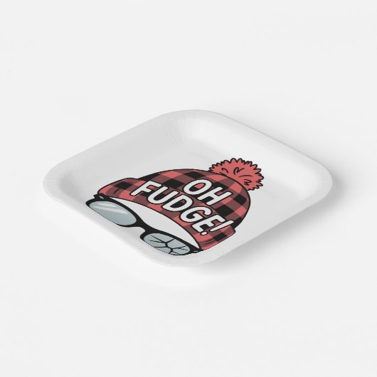 Kerst Oh Fudge Kerstvakantie Grappige Vakantie Papieren Bordje (Gebogen)